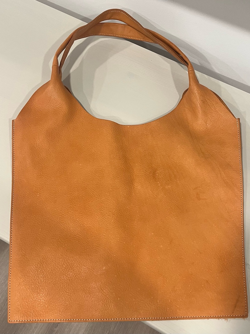 Everyday Tan Leather Tote Bag - Minimal Shoulder Handbag